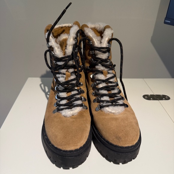 Marc Fisher LTD Lug Sole Brown Suede Boots - Picture 3 of 16